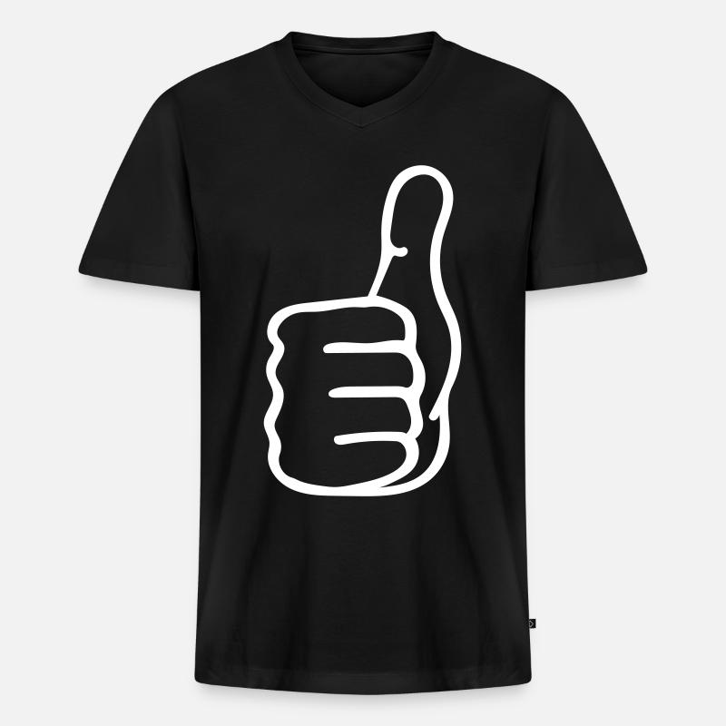 Daumen Hoch - Männer Premium Bio T-Shirt mit V-Ausschnitt - Schwarz