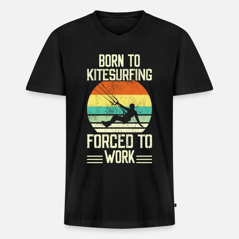 Kitesurf Kitesurfer Kiteboard - Männer Premium Bio T-Shirt mit V-Ausschnitt - Schwarz