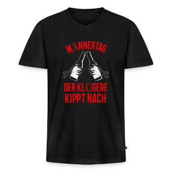 Männertag Vatertag Herrentag Himmelfahrt - Männer Premium Bio T-Shirt mit V-Ausschnitt - Schwarz - Vorne - Nico (187cm)