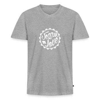VEGAN - T-shirt encolure en V Premium bio Homme - gris chiné - Devant