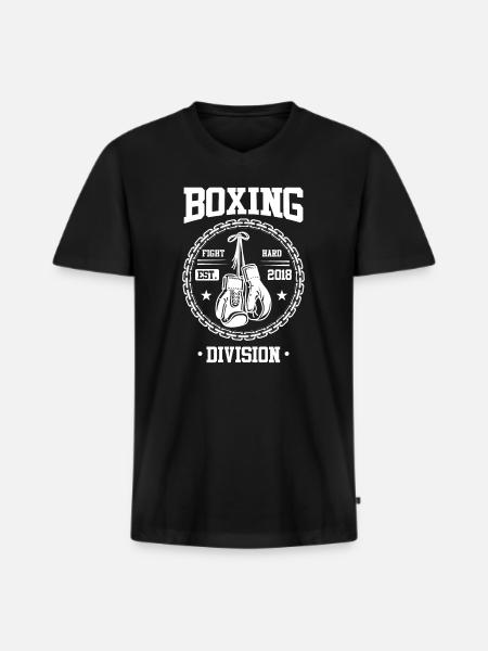 Boxing Division Boxing - Männer Premium Bio T-Shirt mit V-Ausschnitt - Schwarz