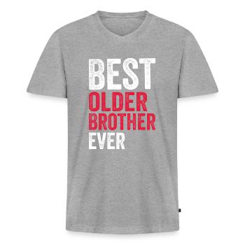 best older brother - Men's Premium Organic T-shirt with V-neck - heather grey - Front