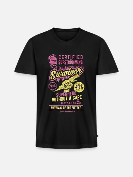 Surströmming T Shirt Design - Männer Premium Bio T-Shirt mit V-Ausschnitt - Schwarz