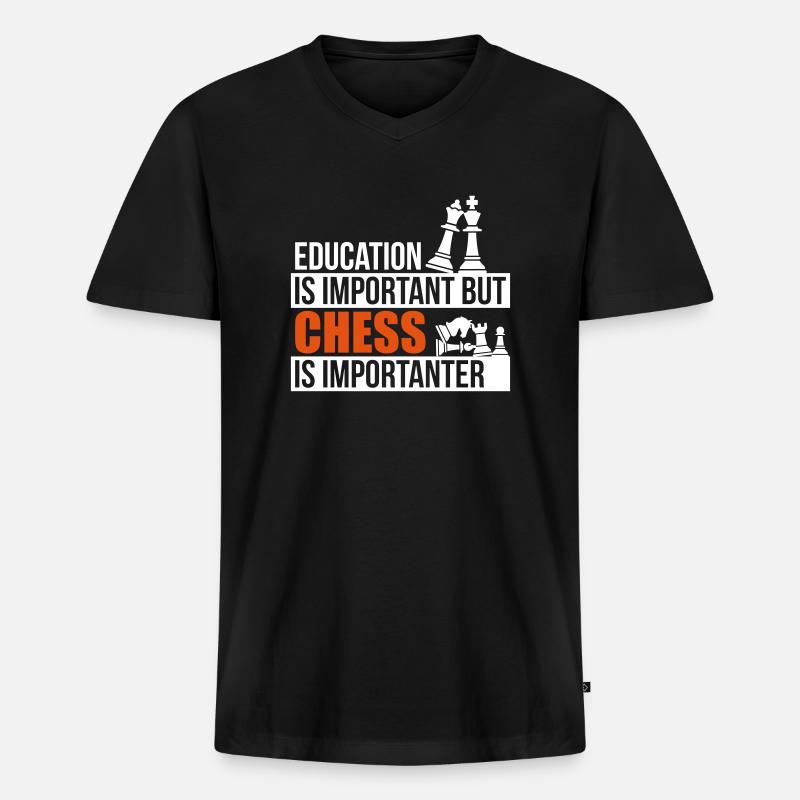 Chess is importanter - Männer Premium Bio T-Shirt mit V-Ausschnitt - Schwarz