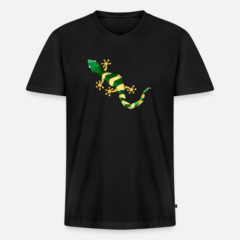 Geometrisch Eidechse - Männer Premium Bio T-Shirt mit V-Ausschnitt - Schwarz