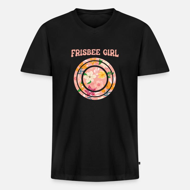 Frisbee - Männer Premium Bio T-Shirt mit V-Ausschnitt - Schwarz