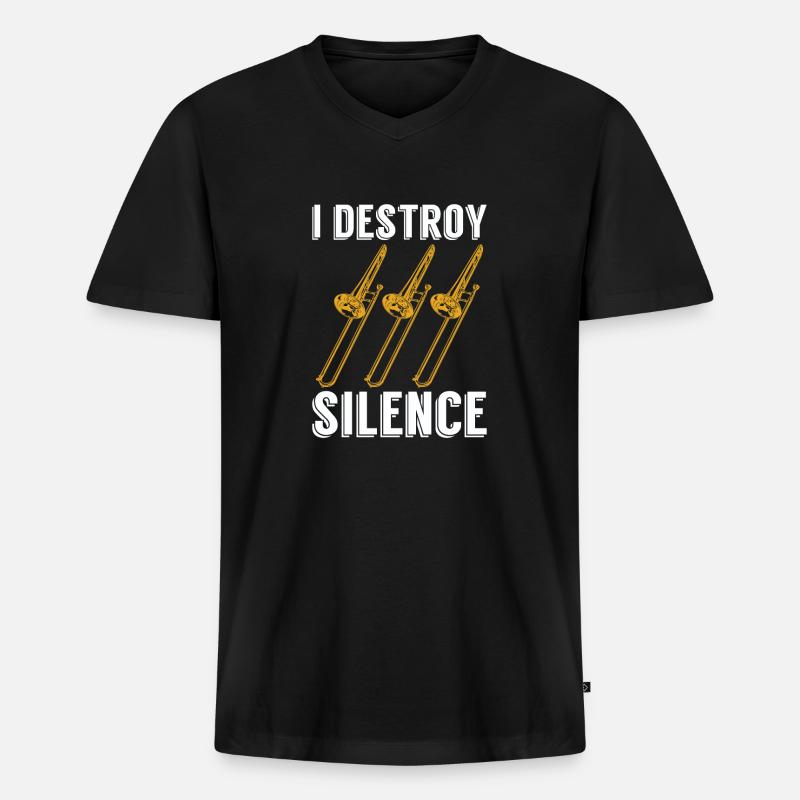 Posaune - Männer Premium Bio T-Shirt mit V-Ausschnitt - Schwarz