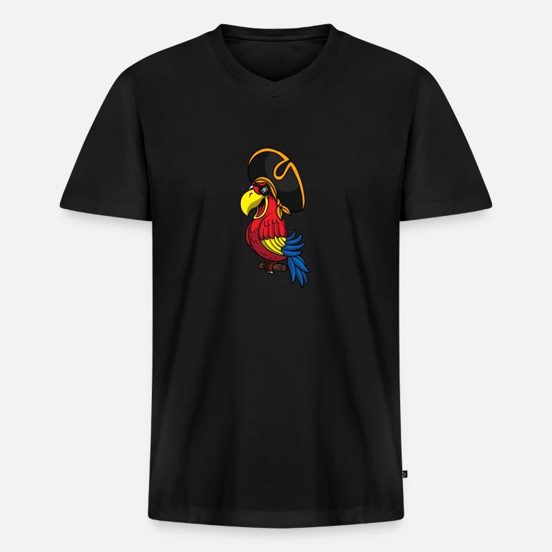 Papagei - Männer Premium Bio T-Shirt mit V-Ausschnitt - Schwarz