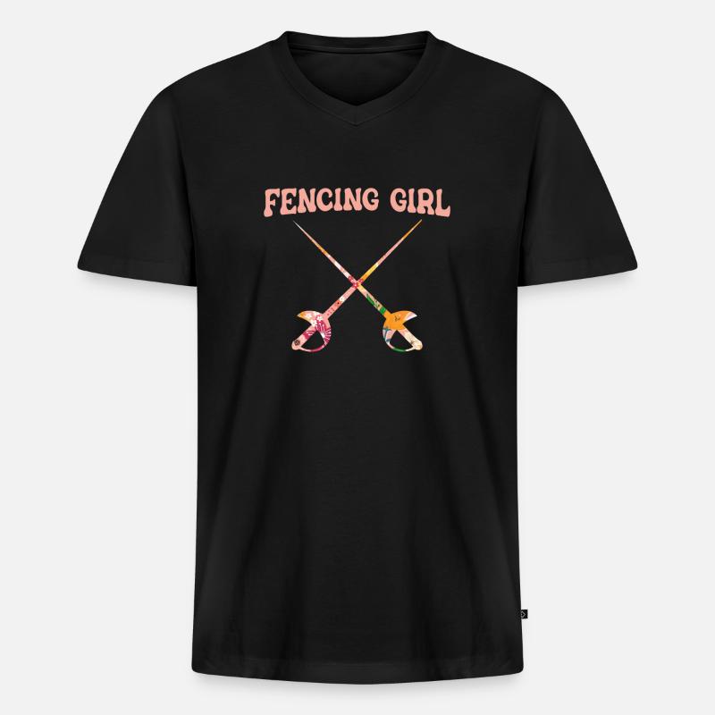 Fechten - Männer Premium Bio T-Shirt mit V-Ausschnitt - Schwarz