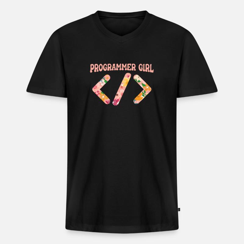 Programmer Coder Software Developer - Men's Premium Organic T-shirt with V-neck - black