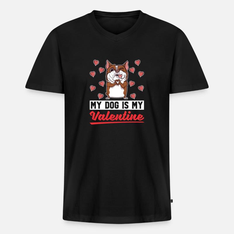 Saint-Valentin Saint-Valentin - T-shirt encolure en V Premium bio Homme - noir