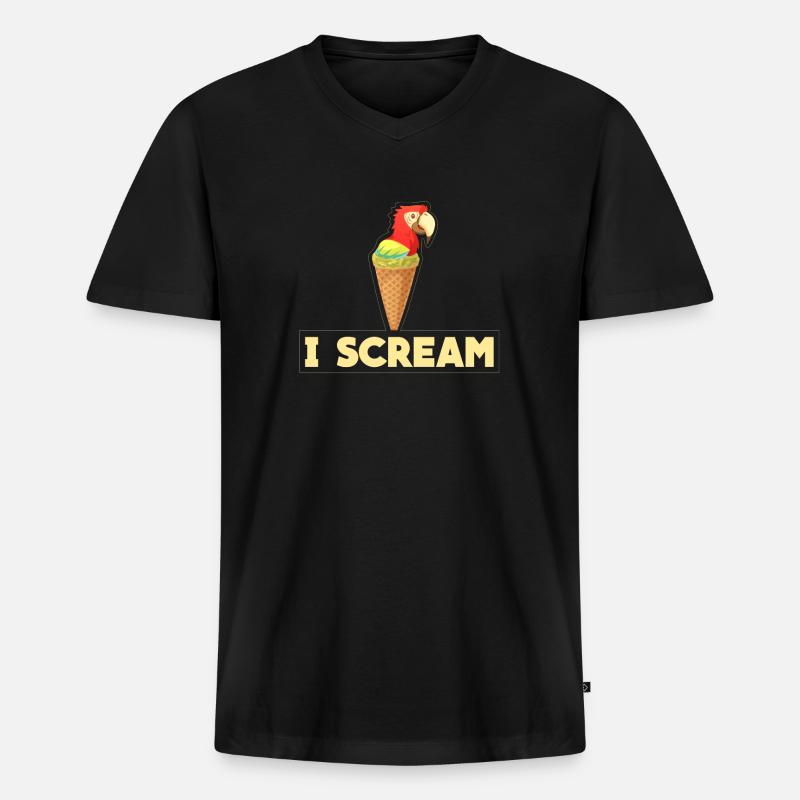 Papagei - Männer Premium Bio T-Shirt mit V-Ausschnitt - Schwarz
