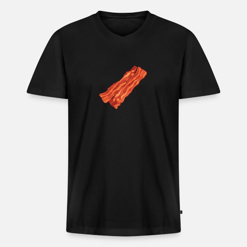 Bacon Speck Frühstück - Männer Premium Bio T-Shirt mit V-Ausschnitt - Schwarz