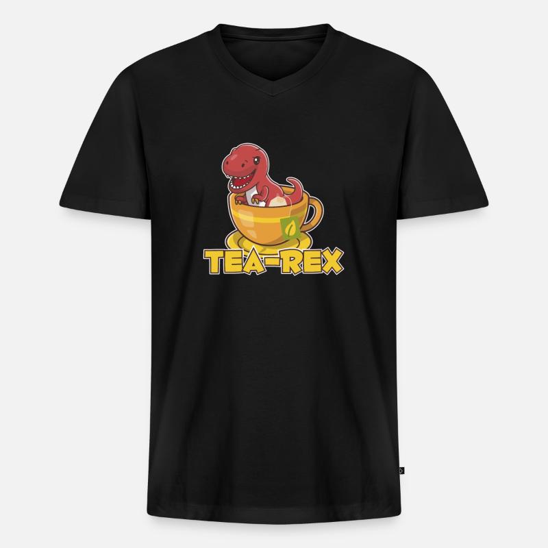 T-Rex Tee Rex Thé Rex - T-shirt encolure en V Premium bio Homme - noir