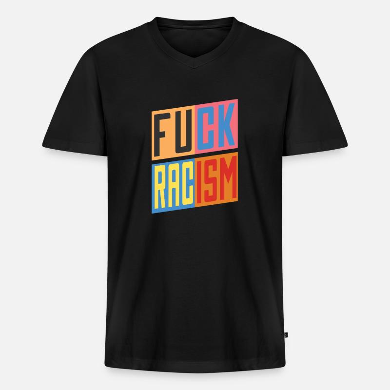 Anti Rassismus - Männer Premium Bio T-Shirt mit V-Ausschnitt - Schwarz