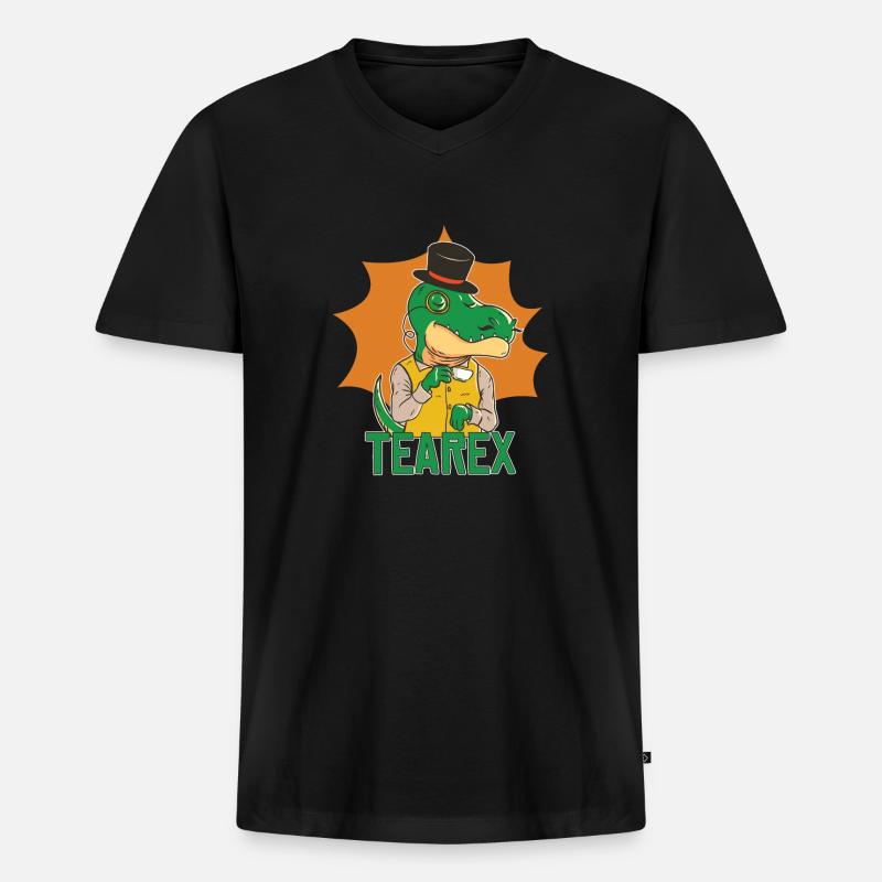 T-Rex Tee Rex Tea Rex - Männer Premium Bio T-Shirt mit V-Ausschnitt - Schwarz