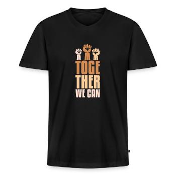 Anti-racism - Men's Premium Organic T-shirt with V-neck - black - Front - Nico (187cm)