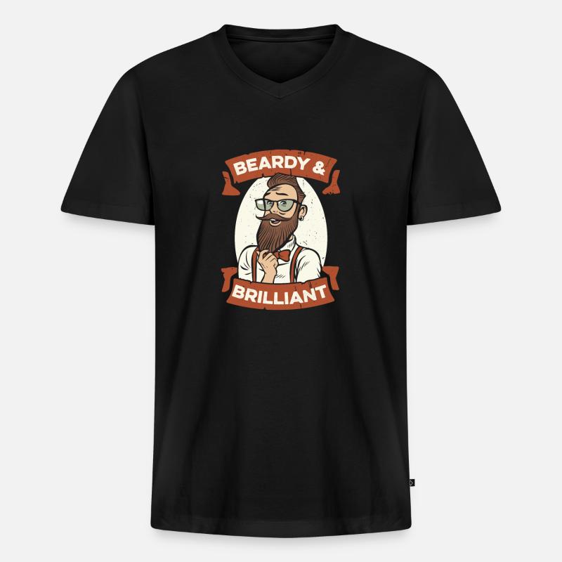 Vollbart Bart Bartträger Hipster Mann - Männer Premium Bio T-Shirt mit V-Ausschnitt - Schwarz