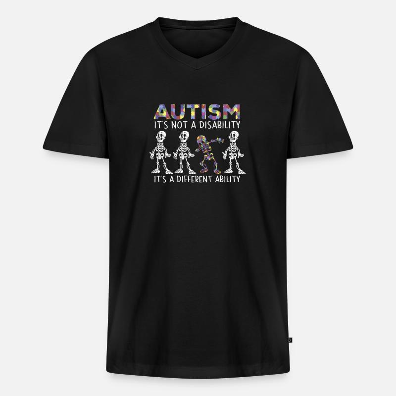 Autismus Autist - Männer Premium Bio T-Shirt mit V-Ausschnitt - Schwarz