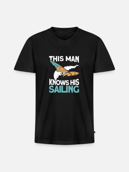 Sailing Sailboat Sailor - Men's Premium Organic T-shirt with V-neck - black