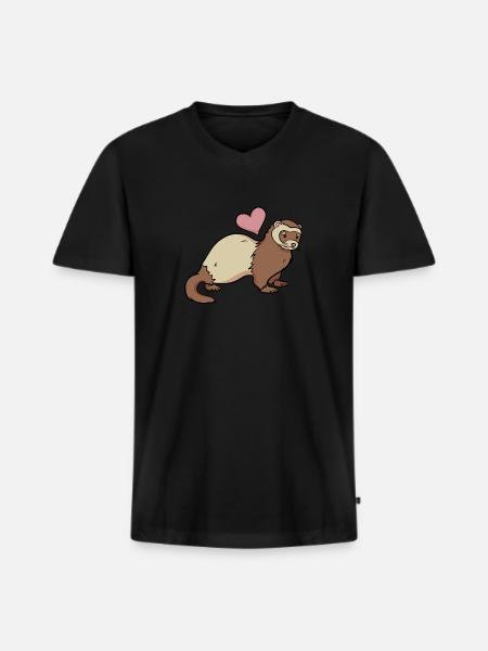 Frettchen - Männer Premium Bio T-Shirt mit V-Ausschnitt - Schwarz