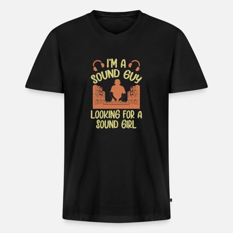 Tontechniker Sound Audio Engineer - Männer Premium Bio T-Shirt mit V-Ausschnitt - Schwarz
