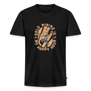 Goldbergbau Goldmine - Männer Premium Bio T-Shirt mit V-Ausschnitt - Schwarz - Vorne - Nico (187cm)