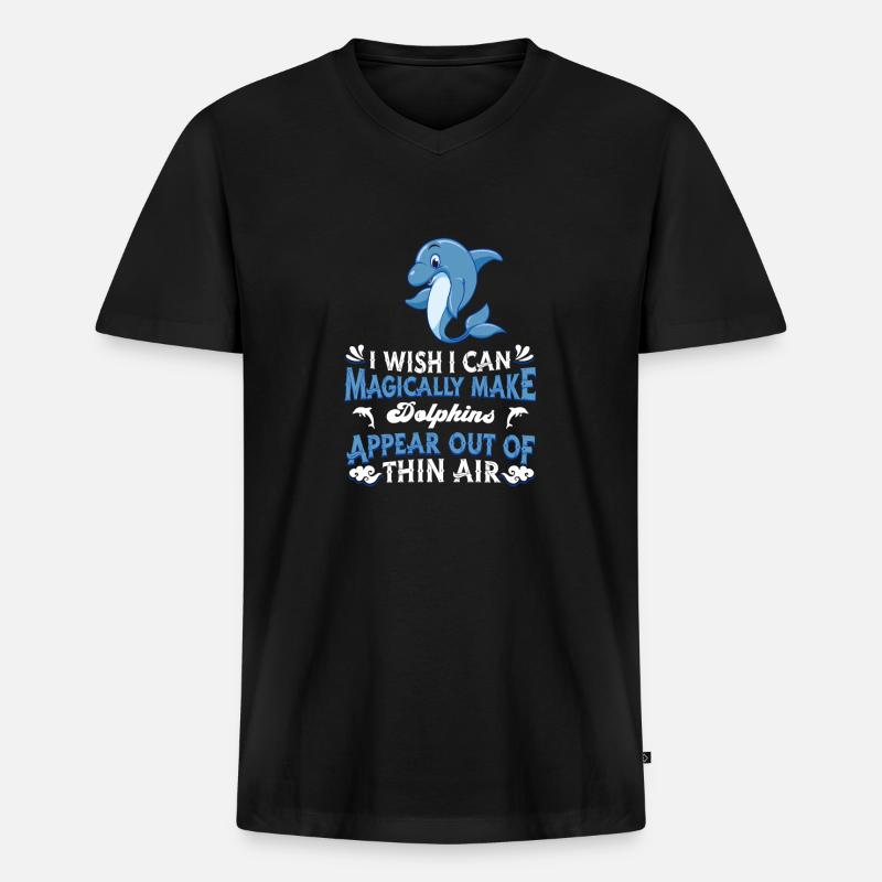 Delfin Delphine - Männer Premium Bio T-Shirt mit V-Ausschnitt - Schwarz