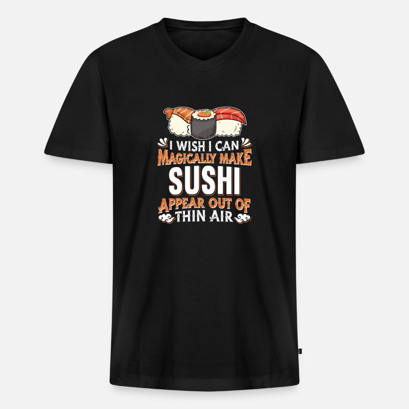 Sushi - Männer Premium Bio T-Shirt mit V-Ausschnitt - Schwarz