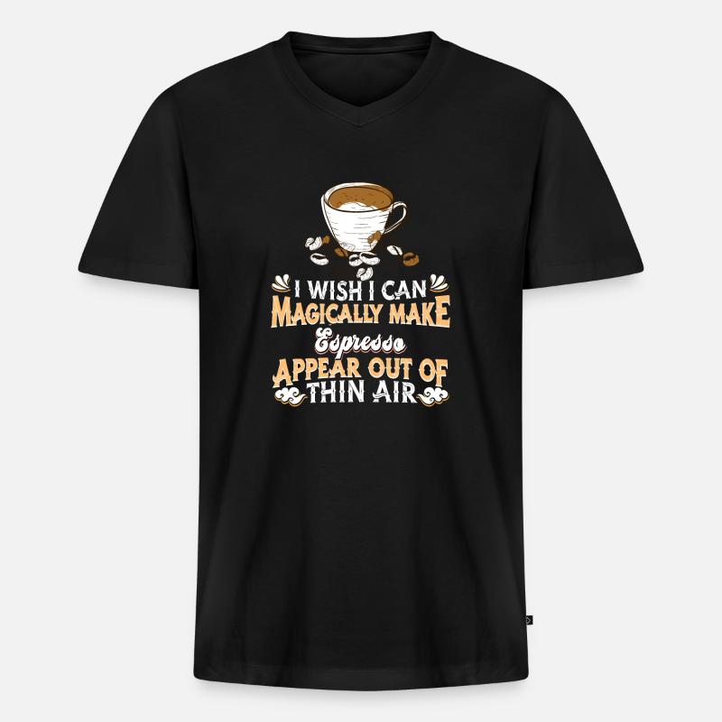 Espresso Kaffee - Männer Premium Bio T-Shirt mit V-Ausschnitt - Schwarz