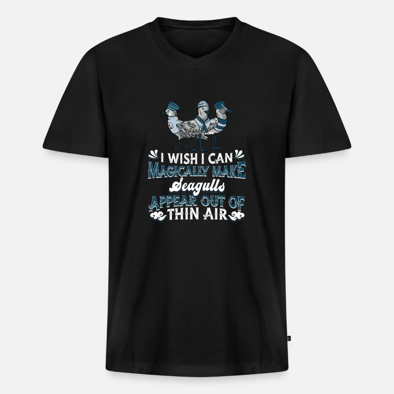 Möwe Seemöwe - Männer Premium Bio T-Shirt mit V-Ausschnitt - Schwarz