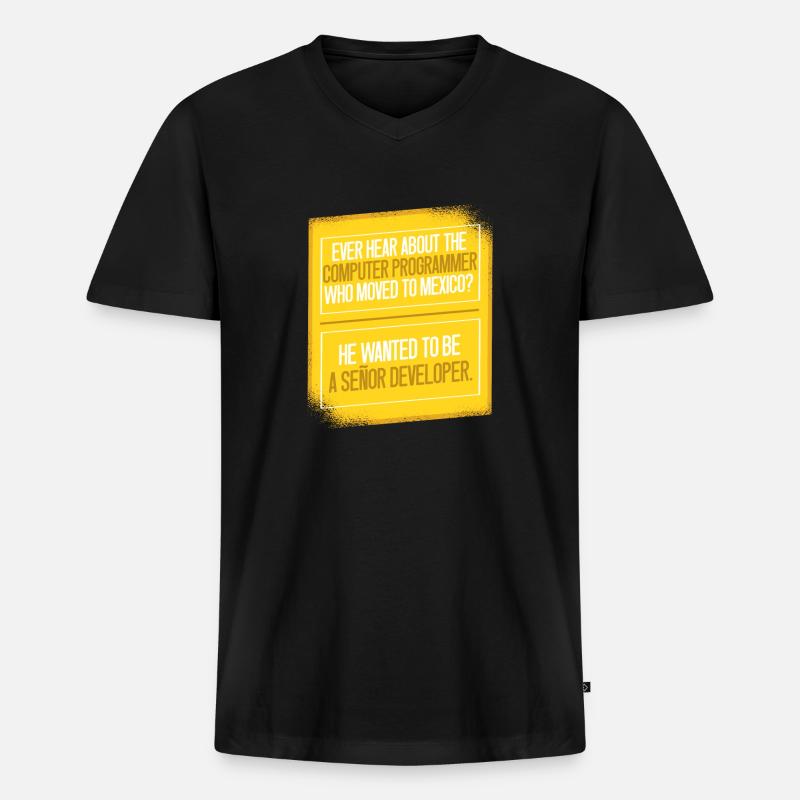 Programmeur Coder Développeur de logiciels - T-shirt encolure en V Premium bio Homme - noir