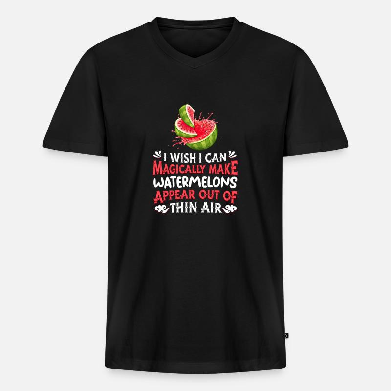 Wassermelone - Männer Premium Bio T-Shirt mit V-Ausschnitt - Schwarz