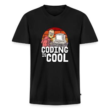 Programmer Coder Software Developer - Men's Premium Organic T-shirt with V-neck - black - Front - Nico (187cm)