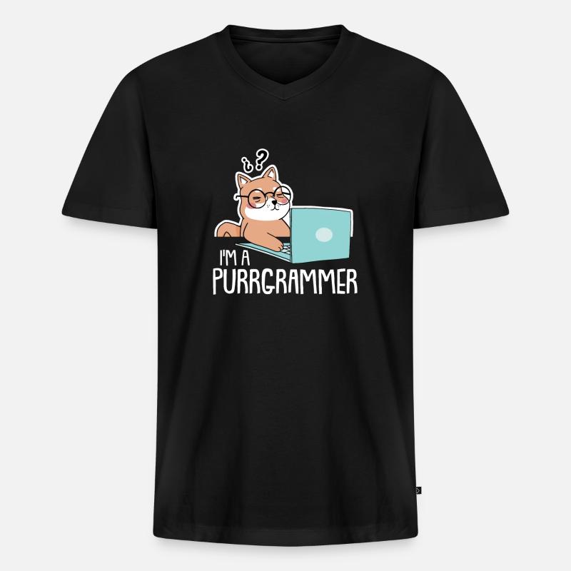 Programmierer Coder Software Entwickler - Männer Premium Bio T-Shirt mit V-Ausschnitt - Schwarz