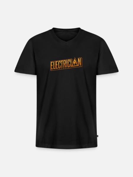 Electrician Electrical Engineer Electronics Technician - Men's Premium Organic T-shirt with V-neck - black