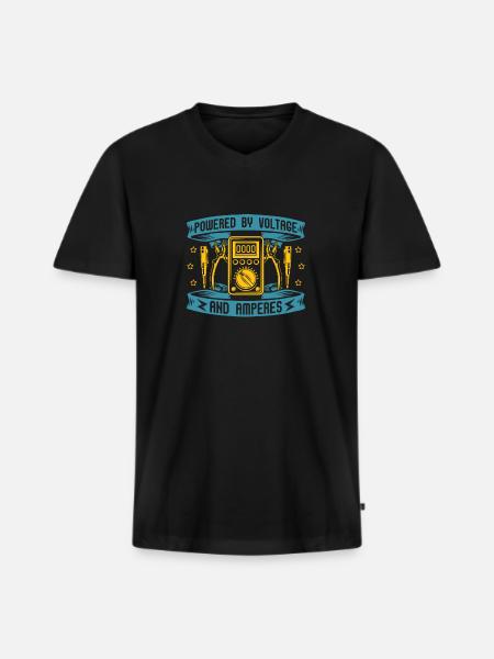 Electrician Electrical Engineer Electronics Technician - Men's Premium Organic T-shirt with V-neck - black