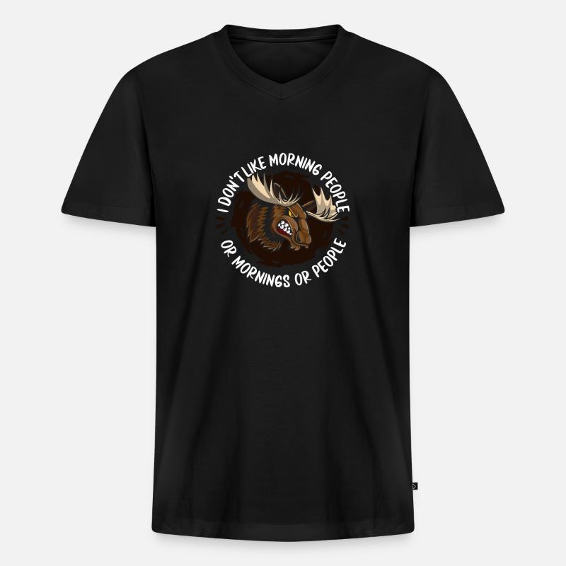 Elch - Männer Premium Bio T-Shirt mit V-Ausschnitt - Schwarz