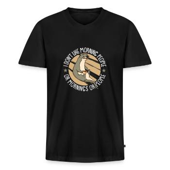 Loutre - T-shirt encolure en V Premium bio Homme - noir - Devant - Nico (187cm)