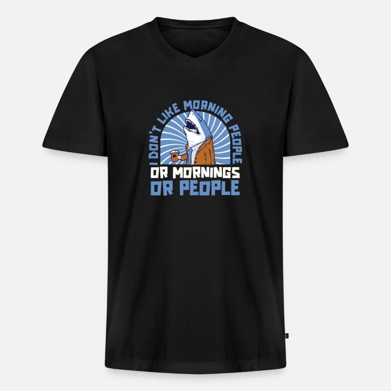Hai - Männer Premium Bio T-Shirt mit V-Ausschnitt - Schwarz