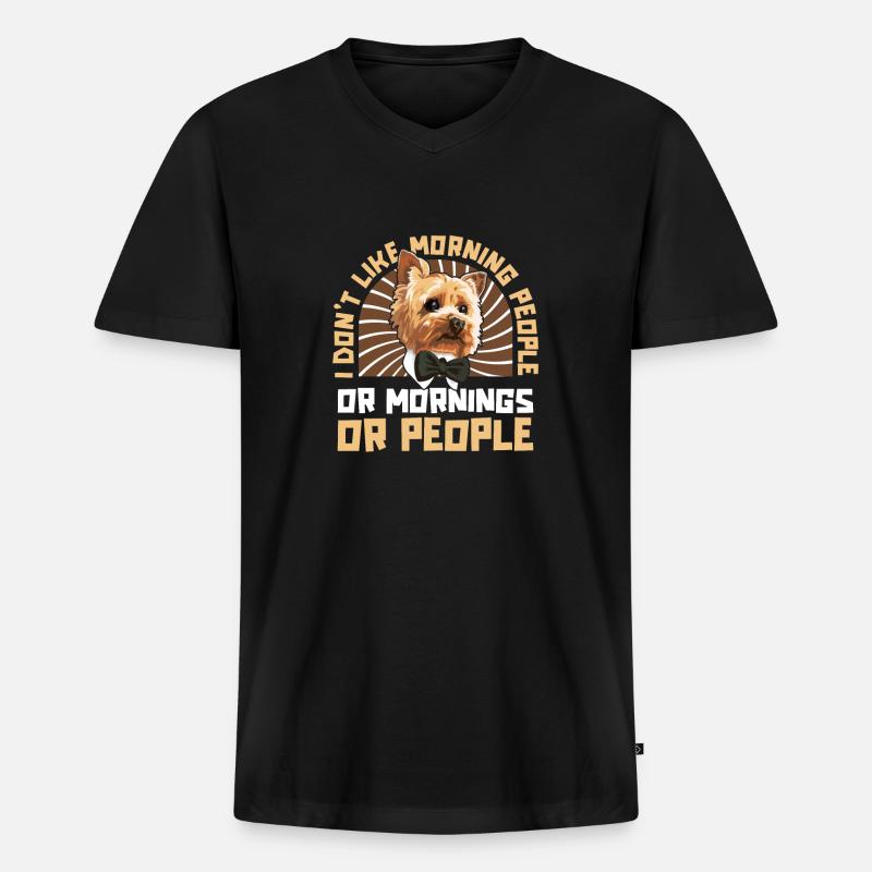 Yorkshire Terrier Hund - Männer Premium Bio T-Shirt mit V-Ausschnitt - Schwarz