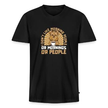 Brussels Griffon Hund - Männer Premium Bio T-Shirt mit V-Ausschnitt - Schwarz - Vorne - Nico (187cm)