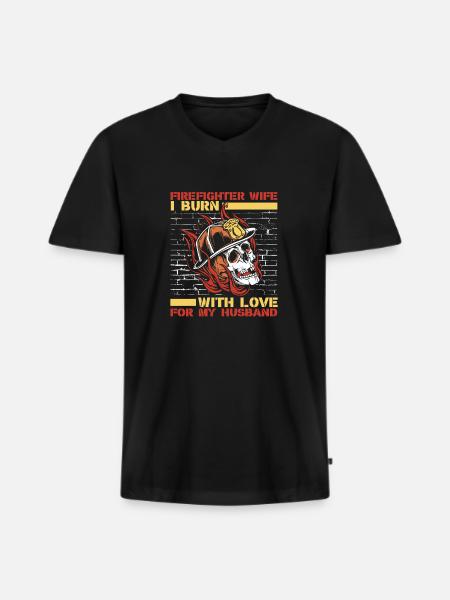 Volunteer Firefighter Firefighter - Men's Premium Organic T-shirt with V-neck - black