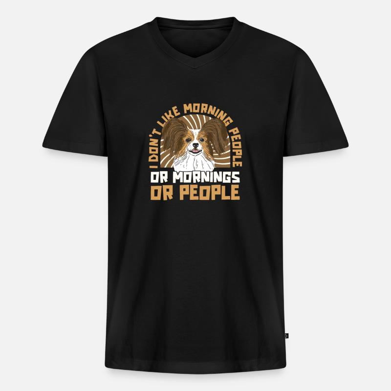 Papillon Hund - Männer Premium Bio T-Shirt mit V-Ausschnitt - Schwarz