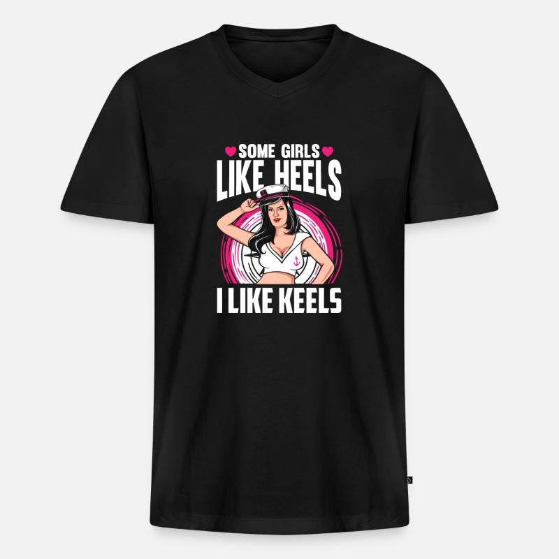 Seglen Segelboot Segler - Männer Premium Bio T-Shirt mit V-Ausschnitt - Schwarz