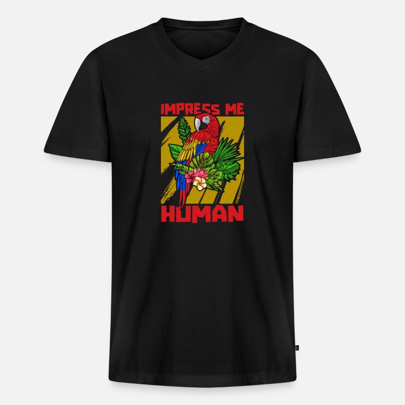 Papagei - Männer Premium Bio T-Shirt mit V-Ausschnitt - Schwarz