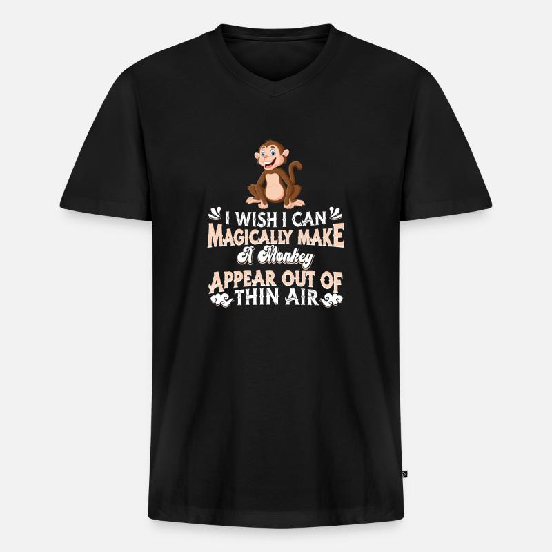 Affe - Männer Premium Bio T-Shirt mit V-Ausschnitt - Schwarz