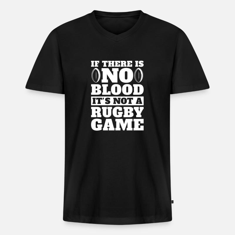 Rugby - Männer Premium Bio T-Shirt mit V-Ausschnitt - Schwarz