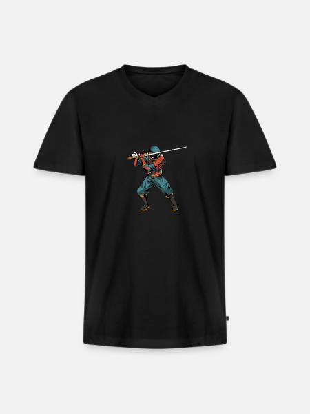 Samurai Katana Sword - Men's Premium Organic T-shirt with V-neck - black