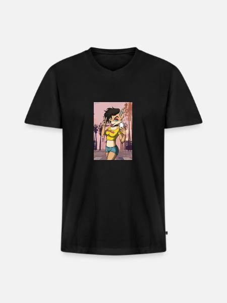 Furry Fandom Fursuits Lady - T-shirt encolure en V Premium bio Homme - noir